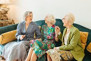 three ladies at senior apartment community